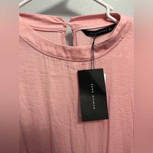 NWT Zara woman’s Frilled Pink Midi Dress Ruffled Hem Boho Size Large - Picture 7 of 15